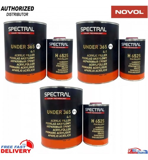 3x Novol Spectral 365 P1 White Multi Primer 4:1 + H6525 Hardener 3.5L Kit